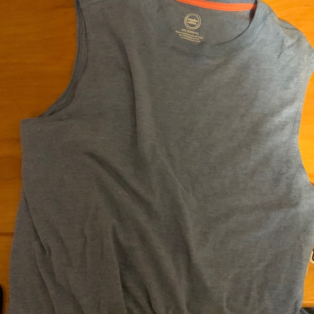 Blue sleeveless shirt wonder nation size XXL/2KG(18)